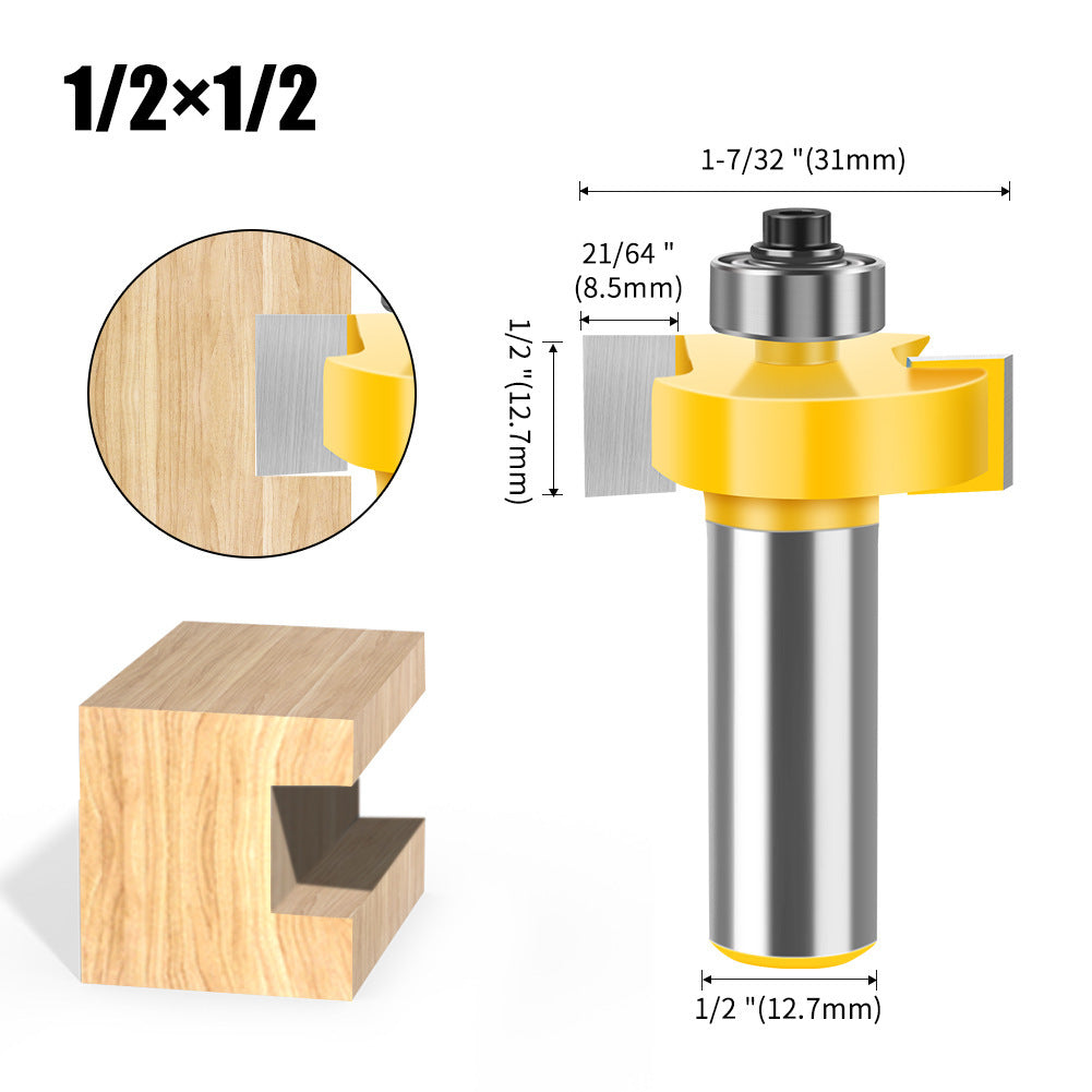1/4 handle 1/2 handle ball T-cutter woodworking milling cutter slotting cutter slotting cutter 2-in-1 slotting begonia angle milling cutter