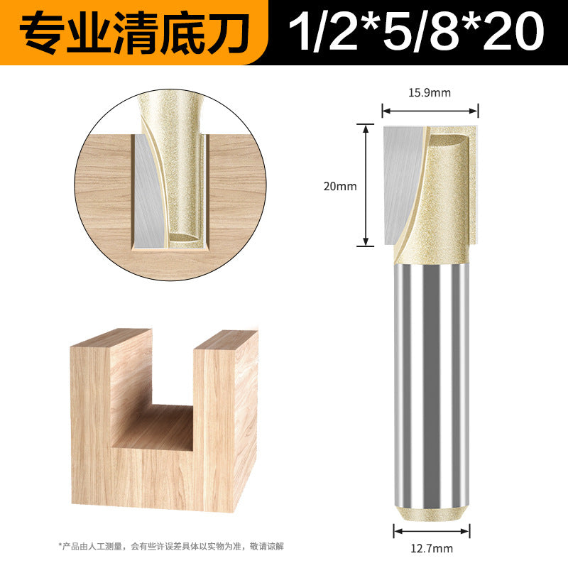 Professional grade bottom cleaning knife 1/4 handle 1/2 handle slotting knife flat bottom knife trimming machine engraving machine milling cutter complete specifications