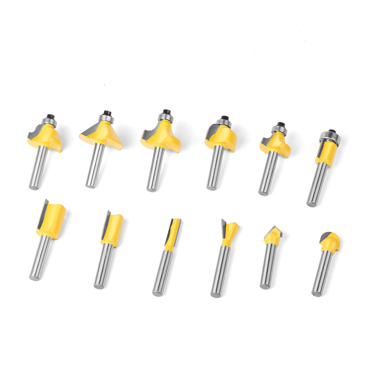 12-Piece set of 6-shank 1/4-shank woodworking milling cutter set, trimming machine, engraving machine, bakelite milling cutter, home decoration DIY