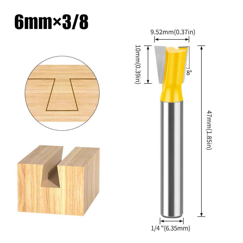 6-Piece set 1/4 handle 6 handle dovetail knife, Zikou Xun knife, woodworking milling cutter, carving knife, small dovetail knife