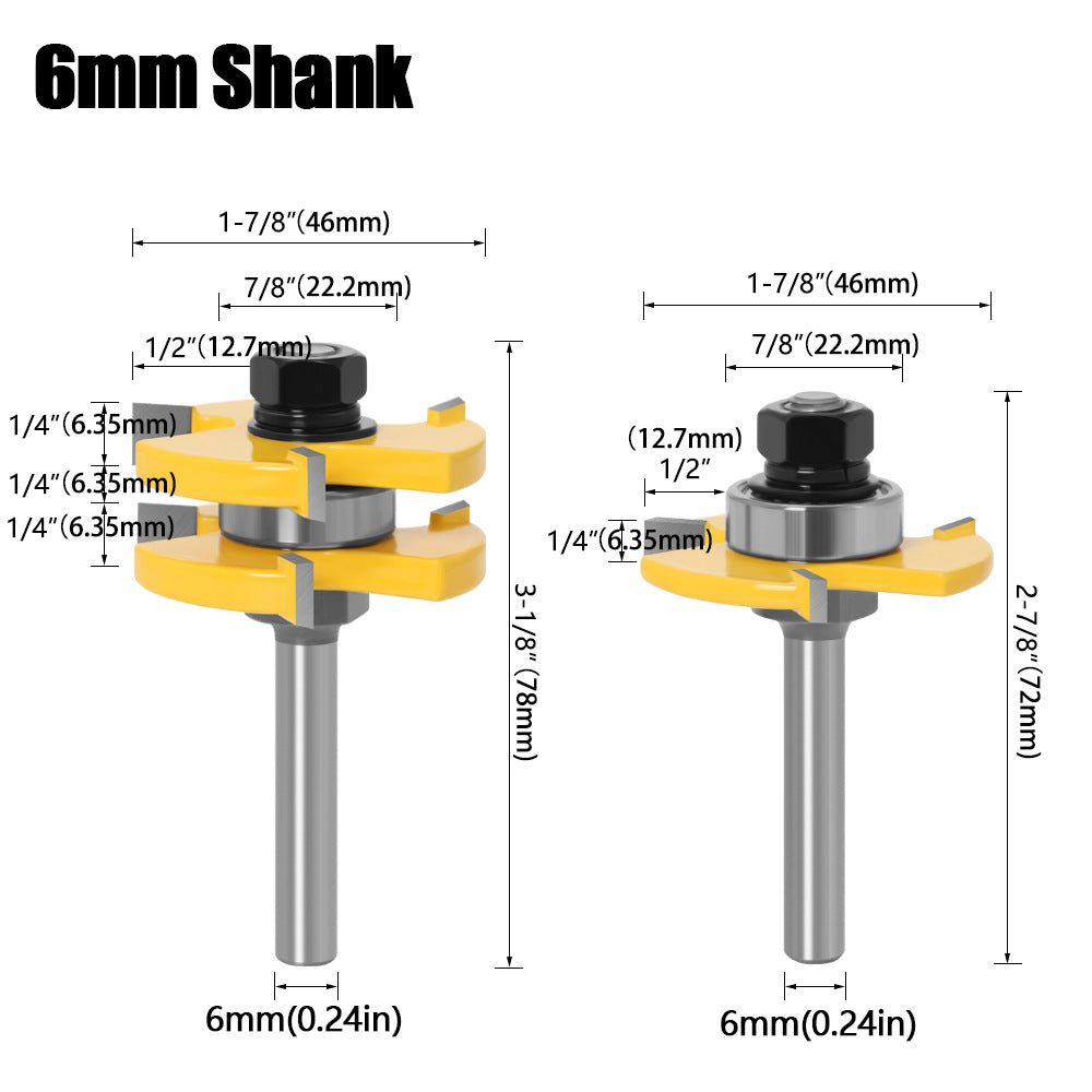 6 mm Shank 3 Teeth T-Tooth Tongue Knife Square Tooth Tongue Knife, Floor Knife, Puzzle Knife, Woodworking Milling Knife, Engraving Knife