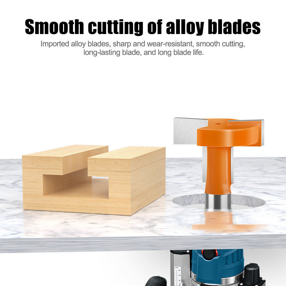 Orange straight edge T-knife, woodworking engraving milling cutter, notch cutter, four-edge slotting cutter, woodworking milling cutter