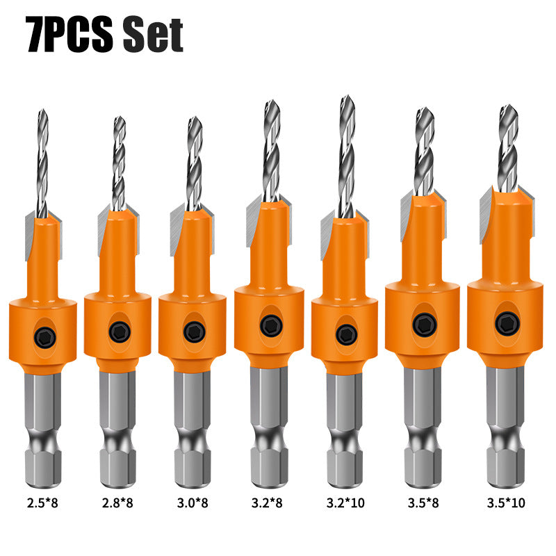 Hexagonal shank woodworking drill countersunk drill hidden screw hole double edge punching countersunk drill high speed steel woodworking drill