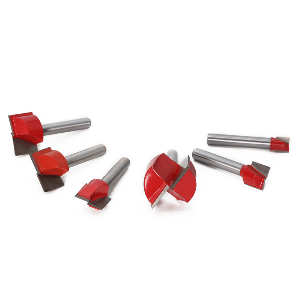 5-Piece set of 6 handle double blade, woodworking milling cutter, slotting tool engraving machine numerical control tool 6 handle bottom cleaning knife foreign trade
