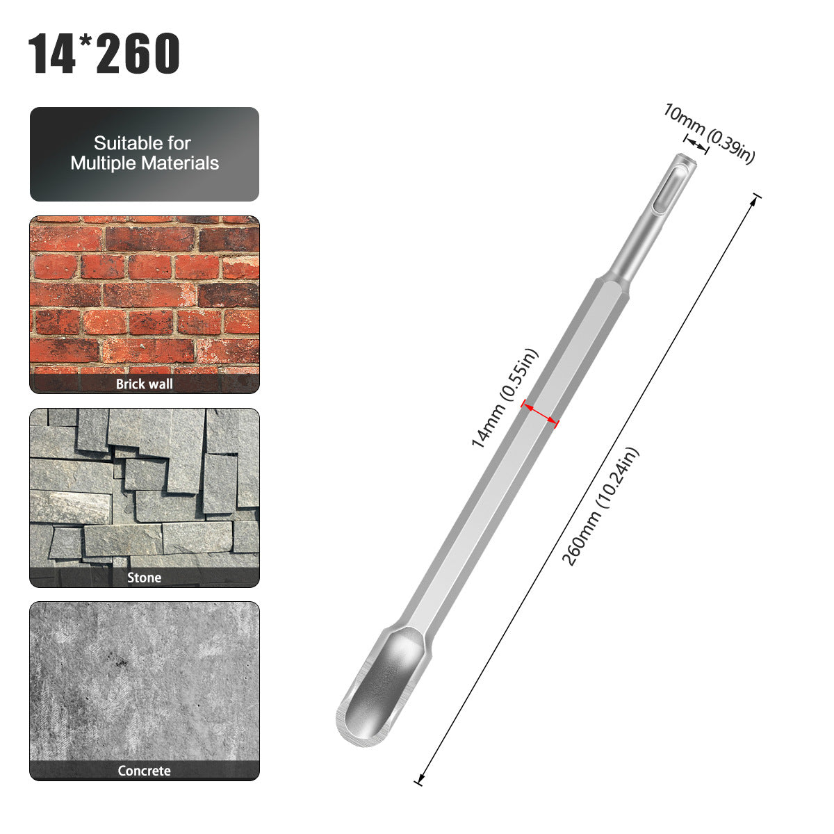 Drill bit chisel set, drill bit set round handle, pointed chisel flat chisel, masonry chisel concrete, electric power steel chisel