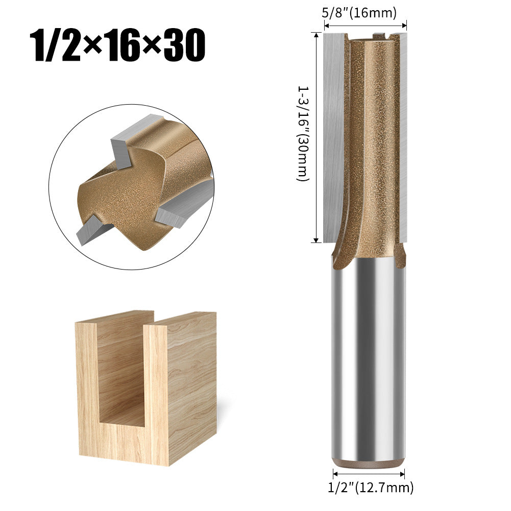 Professional grade three-blade straight knife woodworking special milling cutter head slotting knife woodworking knife trimming grooving knife 1/4 handle 1/2 handle