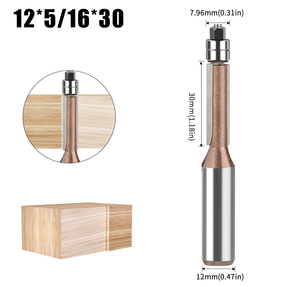 Professional grade 1/2 shank head double bearing trimming knife tungsten steel imitation woodworking milling cutter trimming alloy blade bearing