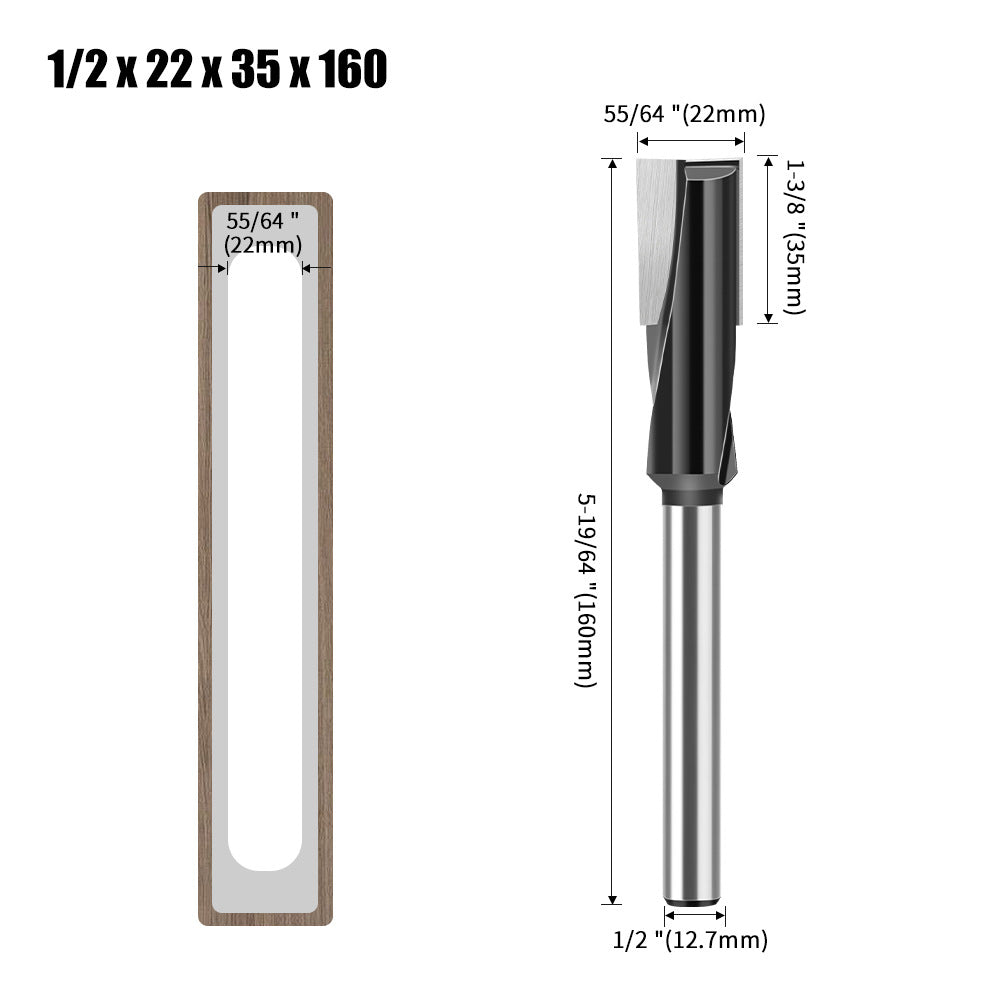 Door keyhole lengthened slotting milling cutter Bottom cutter Spiral mortise cutter Door panel Daluo electromechanical woodworking milling cutter