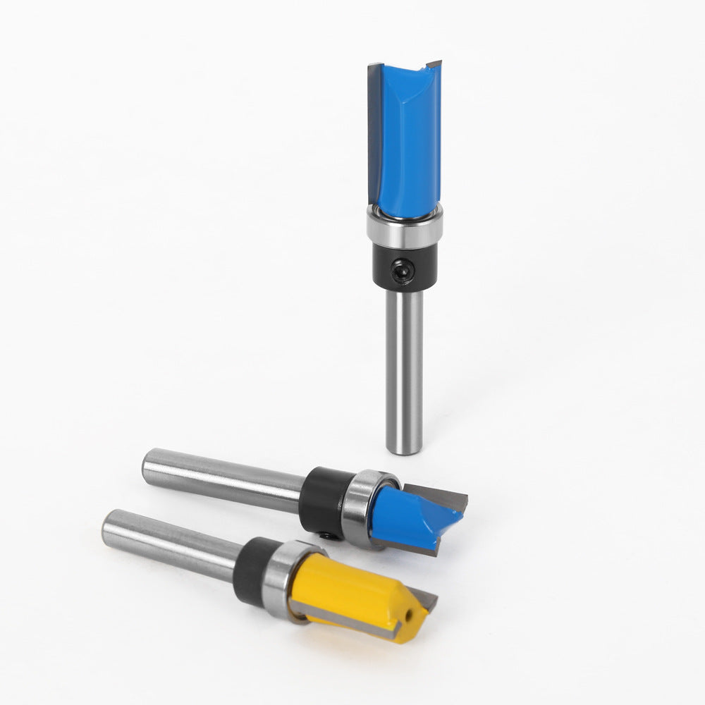 3-Piece set imitation trimming knife bearing straight knife slotting knife trimming knife engraving woodworking milling cutter trimming machine head