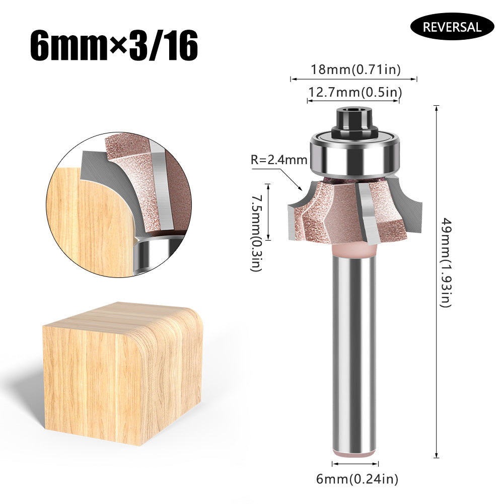 6Mm shank four-blade positive and reverse edge banding knife rounded corner knife arc trimming knife woodworking chamfering knife