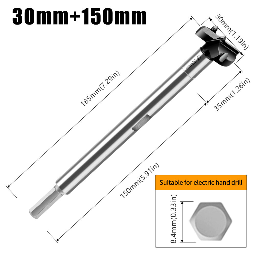 Multifunctional extended woodworking hole opener, external thread flat wing drill, extended limit wooden board hand drill, reaming drill bit
