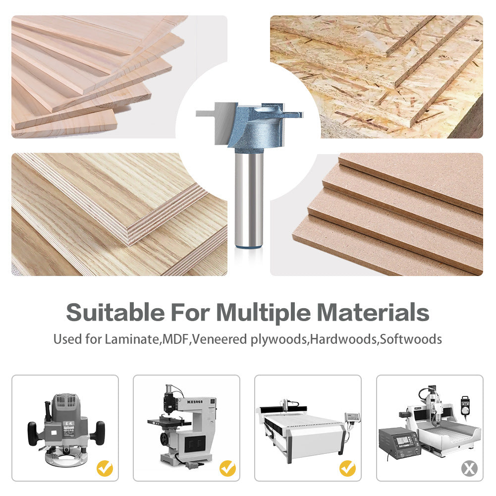 Woodworking milling cutter Mother and child Handle cutter 1/2 handle Cabinet wardrobe embedded slotting knife Edge trimming machine Bakelite milling tool