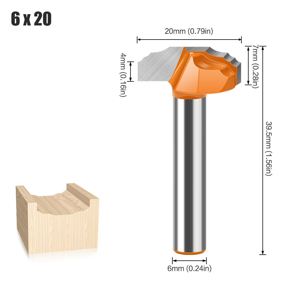 6 handle 1/4 handle Xiaodie double R wire knife cabinet door panel knife double small R flower wire knife trimmer milling cutter cabinet door knife