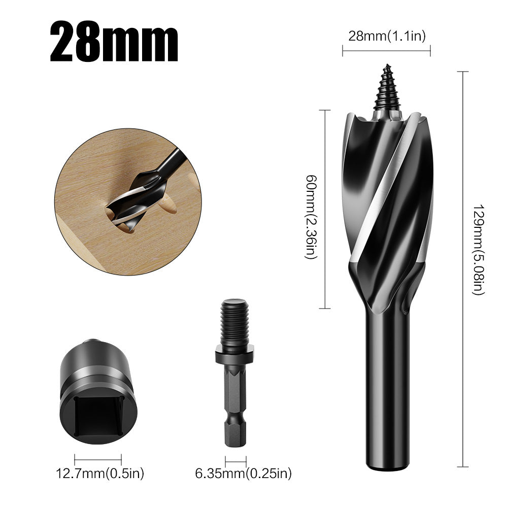 Hexagonal shank hole opener, four-slot four-blade woodworking drill set, outdoor manual multi-purpose drill