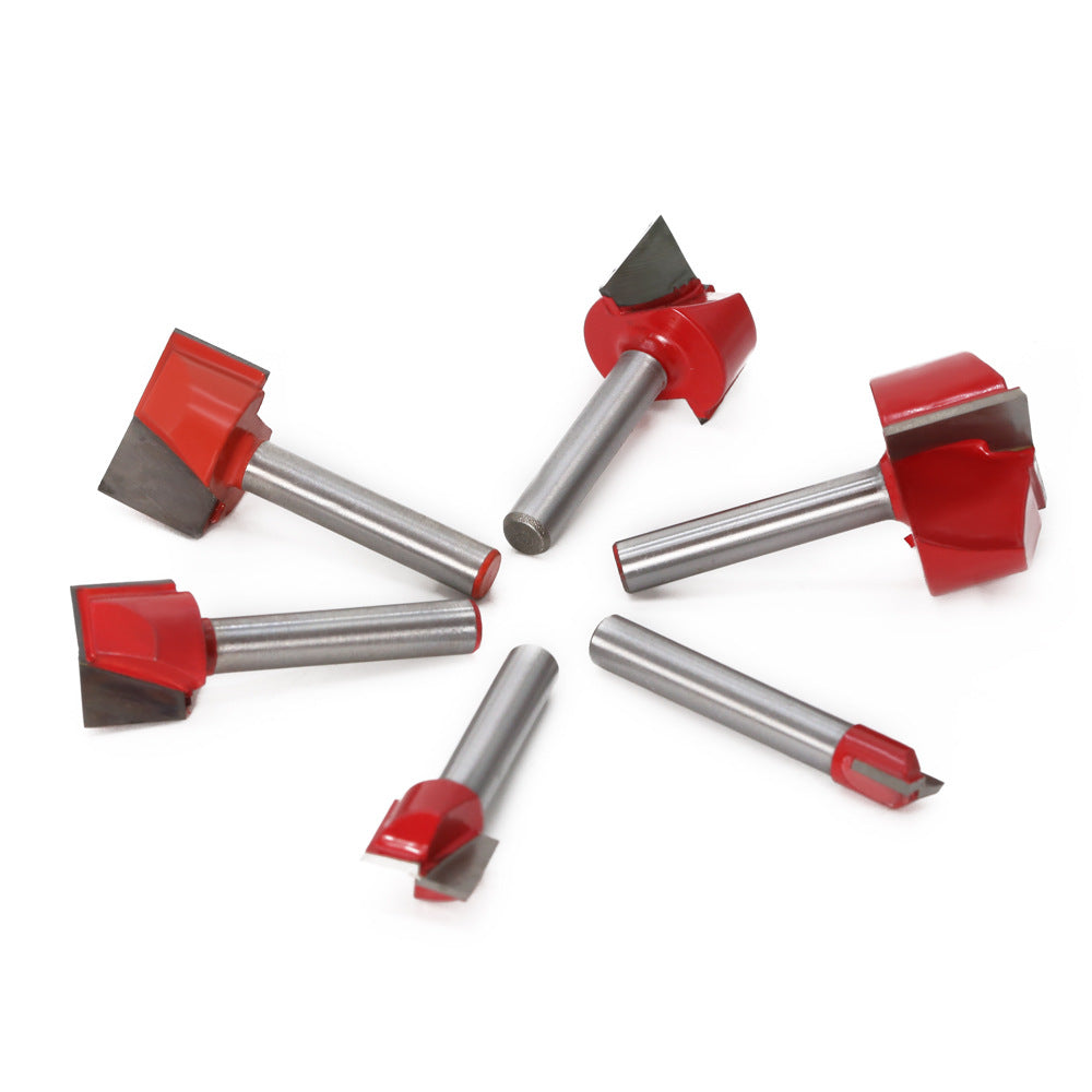 5-Piece set of 6 handle double blade, woodworking milling cutter, slotting tool engraving machine numerical control tool 6 handle bottom cleaning knife foreign trade