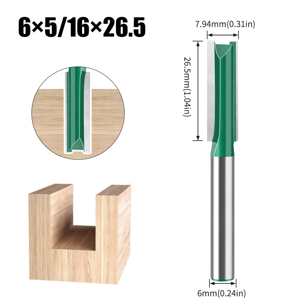 Professional grade straight knife slotting straight knife 6 handle 1/4 handle woodworking milling cutter tungsten steel alloy cutter head double edge straight knife