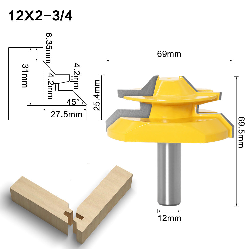 45 degree tenon cutter 1/2 * 1-3/8 woodworking milling cutter slotting cutter trimming machine cutter head engraving machine gong cutter
