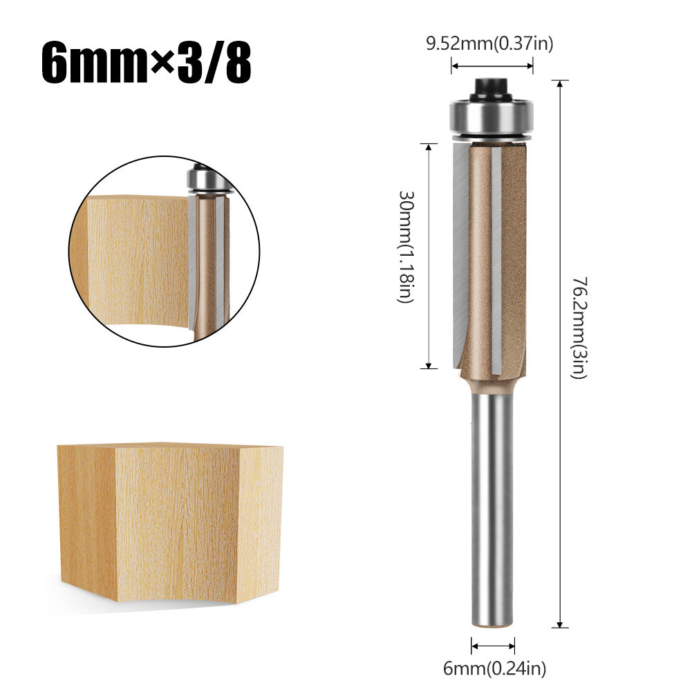 Professional grade three-blade bearing trimming knife 6.35 handle, professional grade woodworking milling cutter inch alloy trimming knife