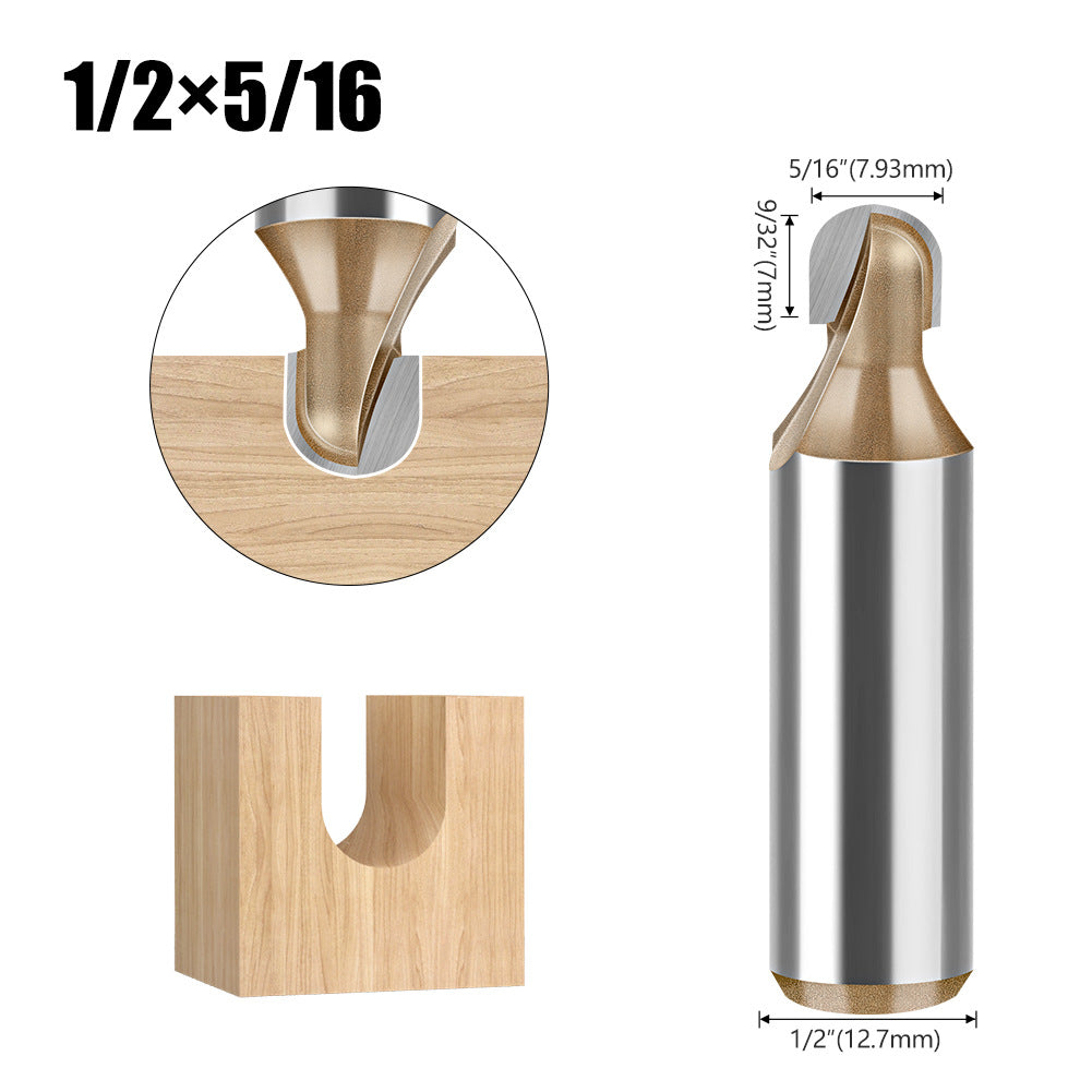 Professional grade round bottom cutter woodworking milling cutter slotting cutter 1/2 handle arc trimming machine engraving machine electric milling gong cutter head
