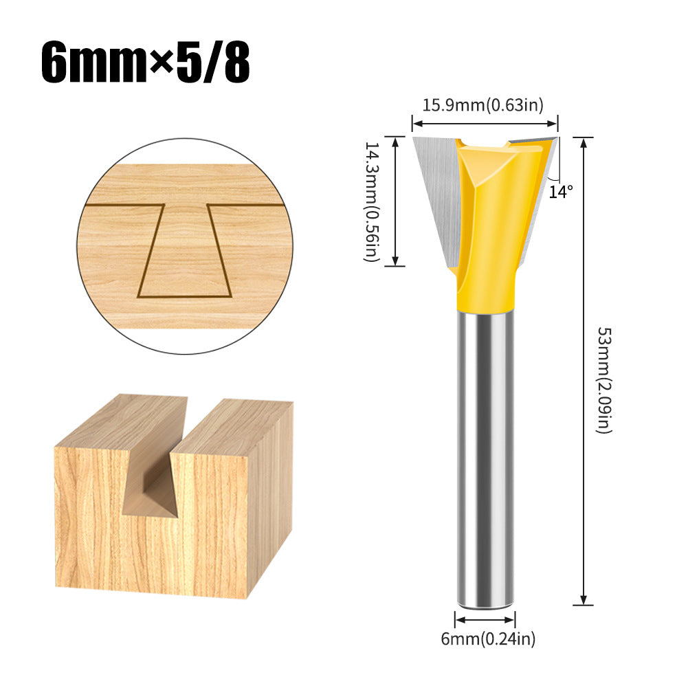 6-Piece set 1/4 handle 6 handle dovetail knife, Zikou Xun knife, woodworking milling cutter, carving knife, small dovetail knife