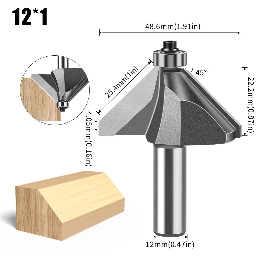 6 handle 12 handle 45 degree bevel knife woodworking milling cutter trimming machine engraving cutter head 45 degree chamfer knife bevel knife