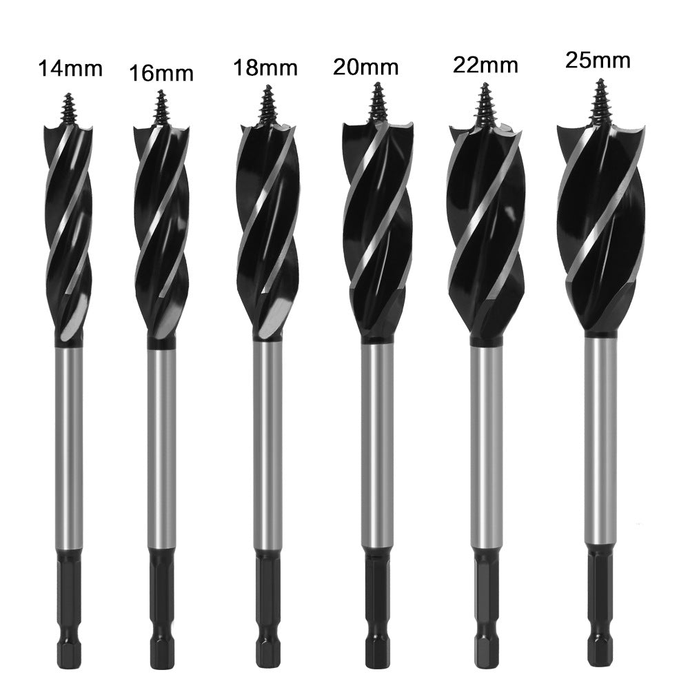 Woodworking drill Four-blade woodworking hole opener, door lock reamer, four-slot reamer Hexagonal handle, drawer opening