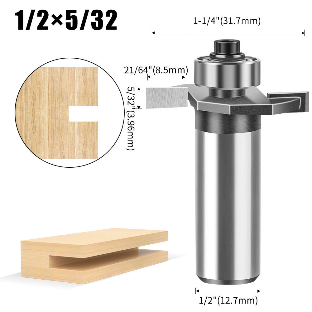 1/4 handle 1/2 handle ball T-cutter woodworking milling cutter slotting cutter slotting cutter 2-in-1 slotting begonia angle milling cutter