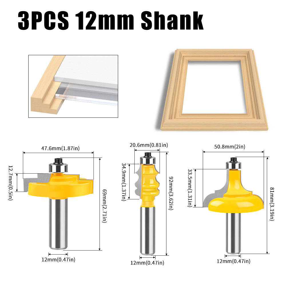 3-Piece photo frame cutter woodworking milling cutter set panel cutter European photo frame line cutter classical line cutter