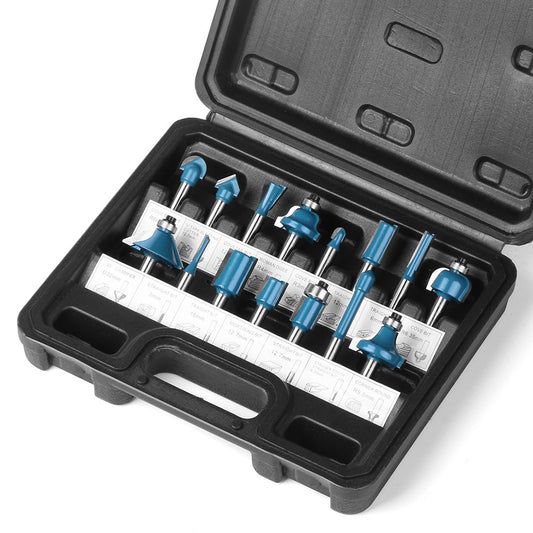 1/4 handle 15-piece woodworking milling cutter set trimmer head bakelite slotting router straight cutter woodworking tool