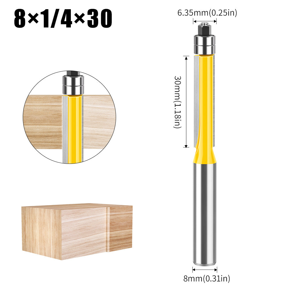8 handle head double bearing trimming knife tungsten steel imitation woodworking milling cutter slotting flat edge knife alloy blade head set