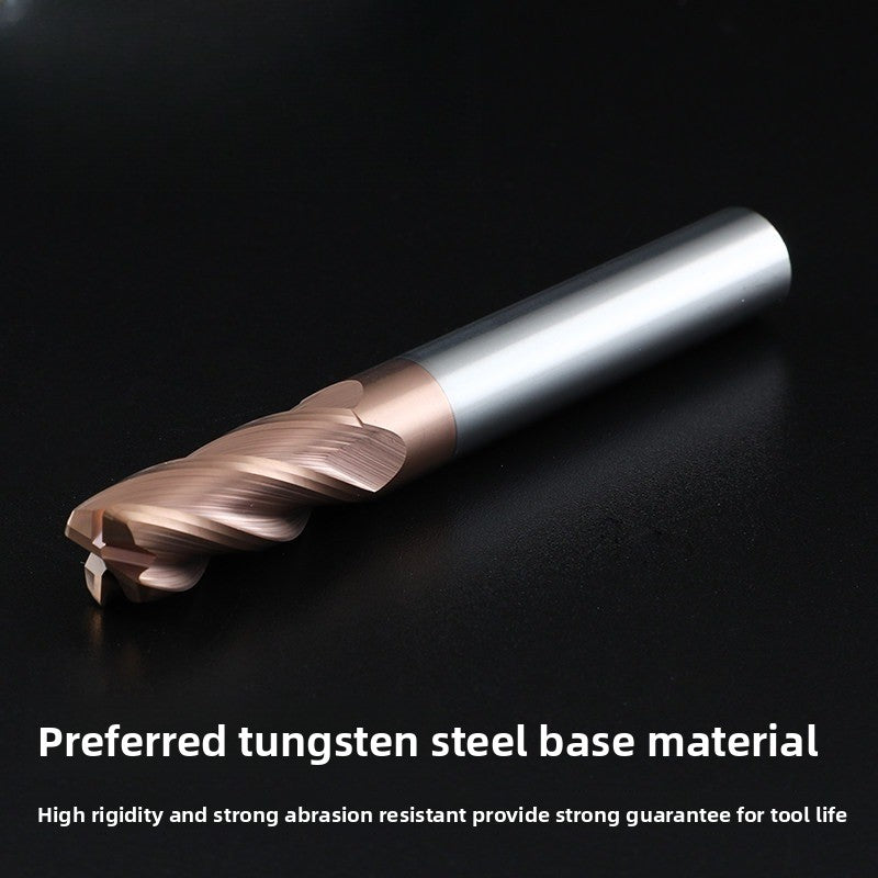 HRC55 Solid Carbide 4 Flute Corner Radius End Mill, Extra Long Coated Bull Nose Milling Cutter R0.2 R0.5 R1 R2 R3