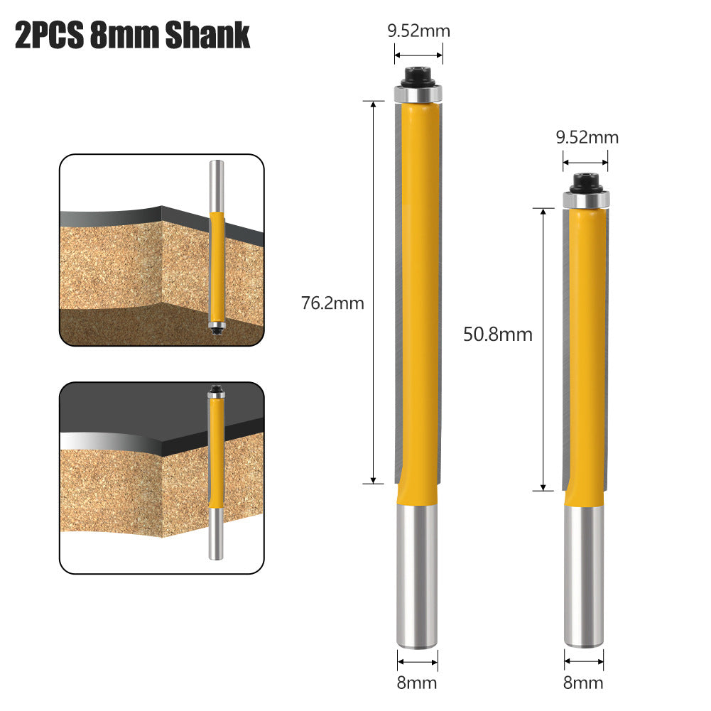 Extended trimming knife with bearing trimming knife Double blade straight knife Woodworking milling cutter Edge trimming machine Knife head engraving machine