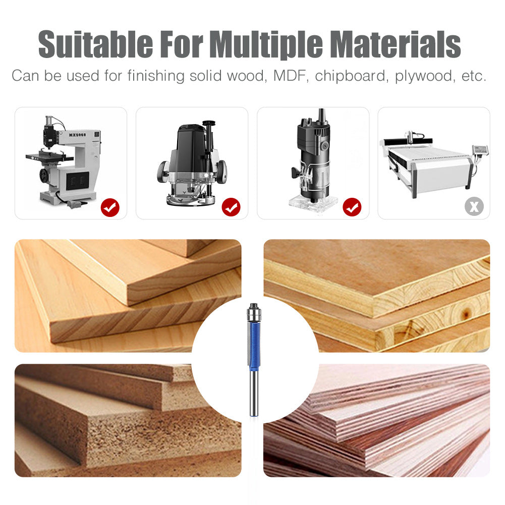 Head Double Bearing Trimming Knife Tungsten Steel Copy Woodworking Milling Knife Slotting Flat Knife Alloy Blade Head Set