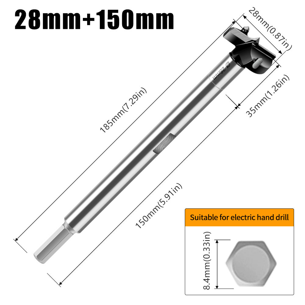 Multifunctional extended woodworking hole opener, external thread flat wing drill, extended limit wooden board hand drill, reaming drill bit