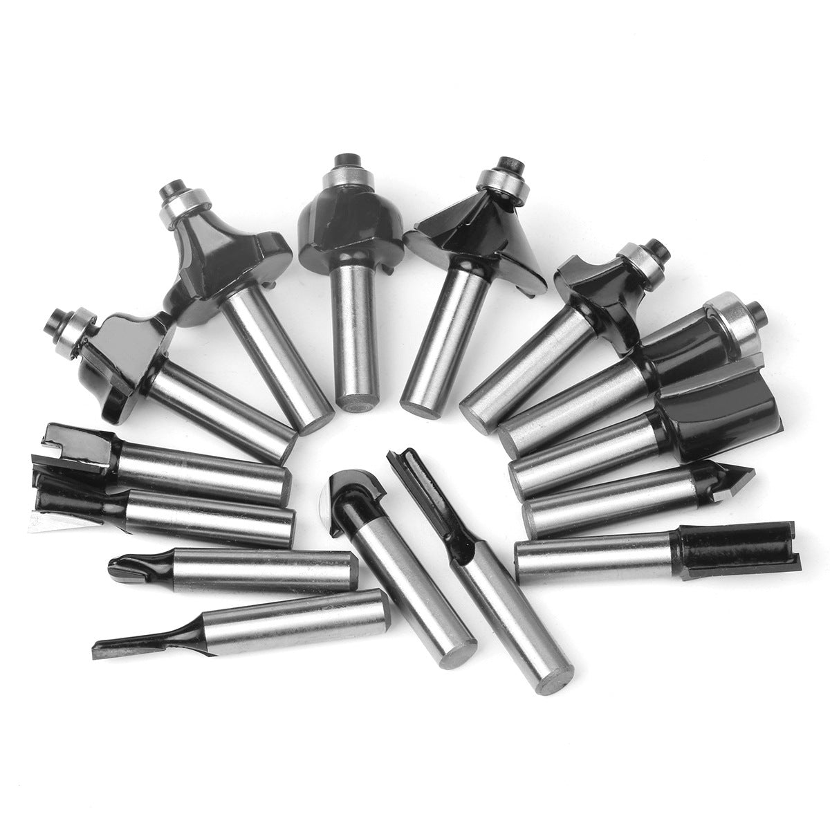 15-piece set of 8-handle woodworking milling cutters, black woodworking engraving machine/bakelite milling/trimming machine, cutter head set.