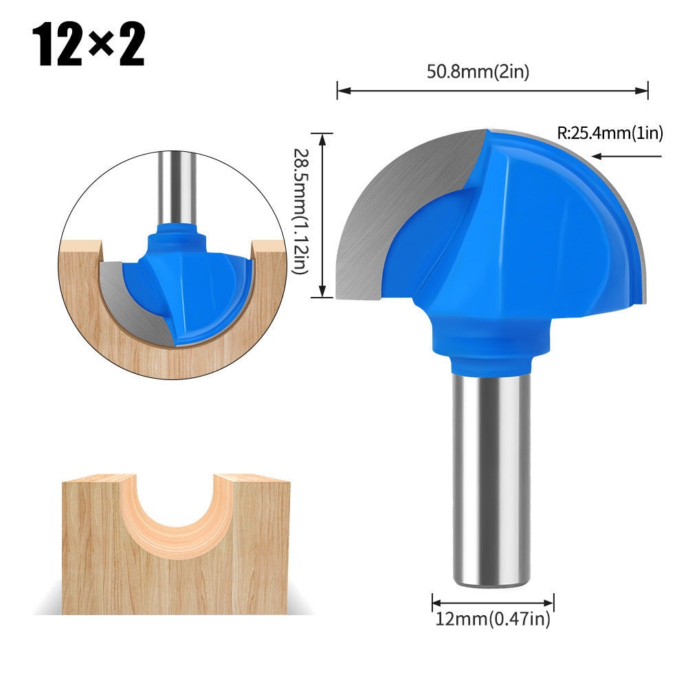 6 handle 12 handle slotting knife bottom digging knife woodworking round bottom knife, engraving machine, trimming machine knife head round bottom trimming milling cutter