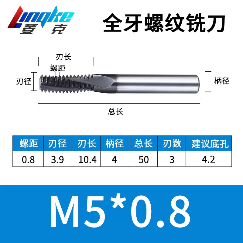 Carbide Thread Mill Single / Triple / Full Flute HRC65
