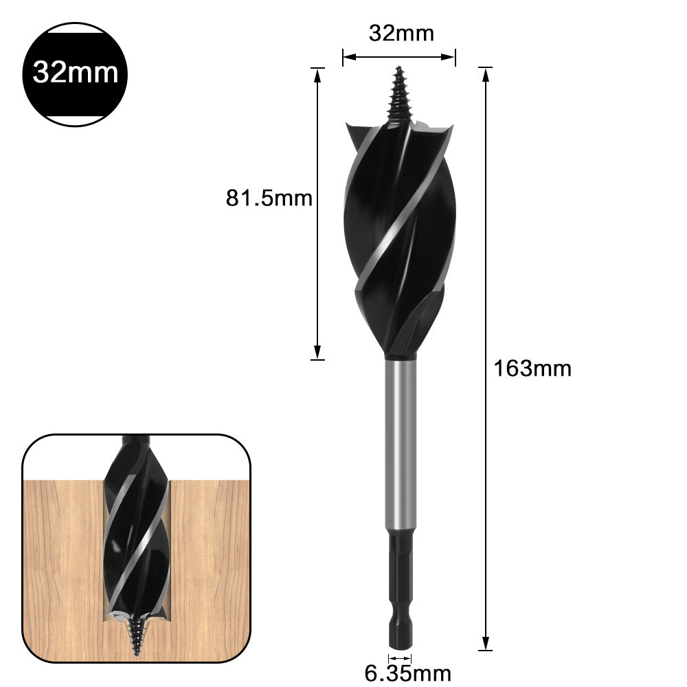 Woodworking drill Four-blade woodworking hole opener, door lock reamer, four-slot reamer Hexagonal handle, drawer opening