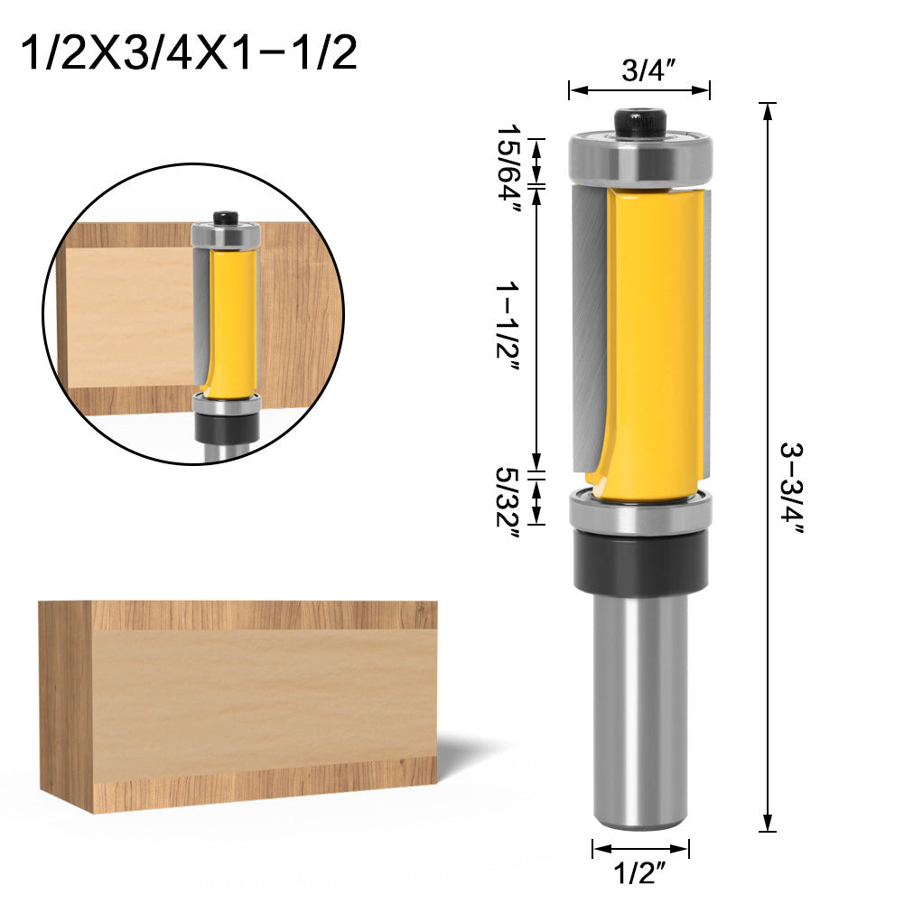 Upper and lower bearing trimming cutter 12 handle 1/2 handle woodworking milling cutter trimming cutter Double bearing trimming cutter