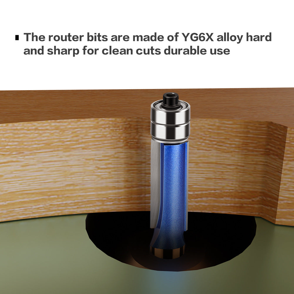 Professional grade head double bearing trimming knife 1/2 handle 12 handle trimming machine knife head woodworking side milling cutter trimming knife