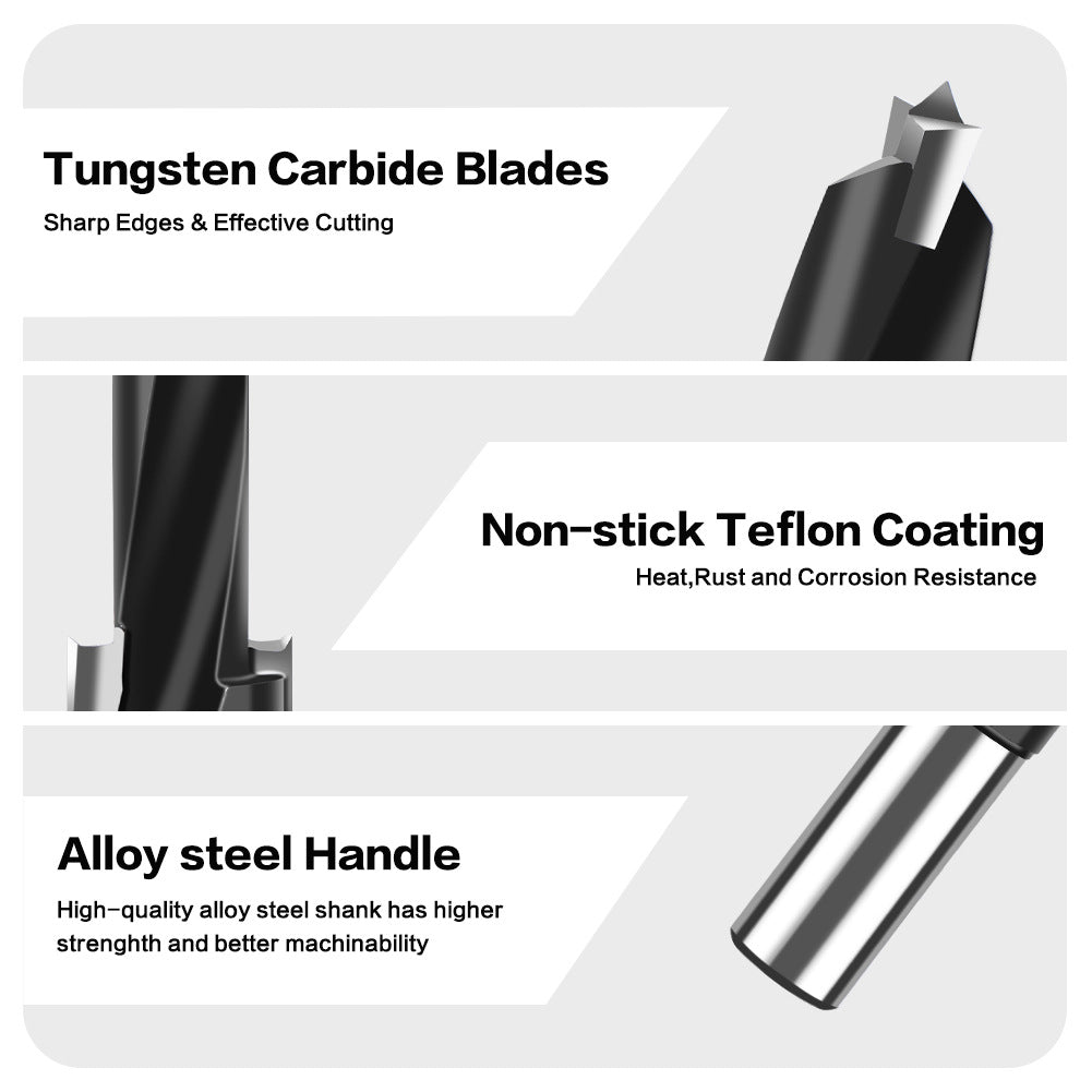 Step Drill Three-in-One Drill Secondary Drill Alloy Woodworking Step Drill Side Hole Machine Drill Bag Countersunk Hole Woodworking Row Drill Bit