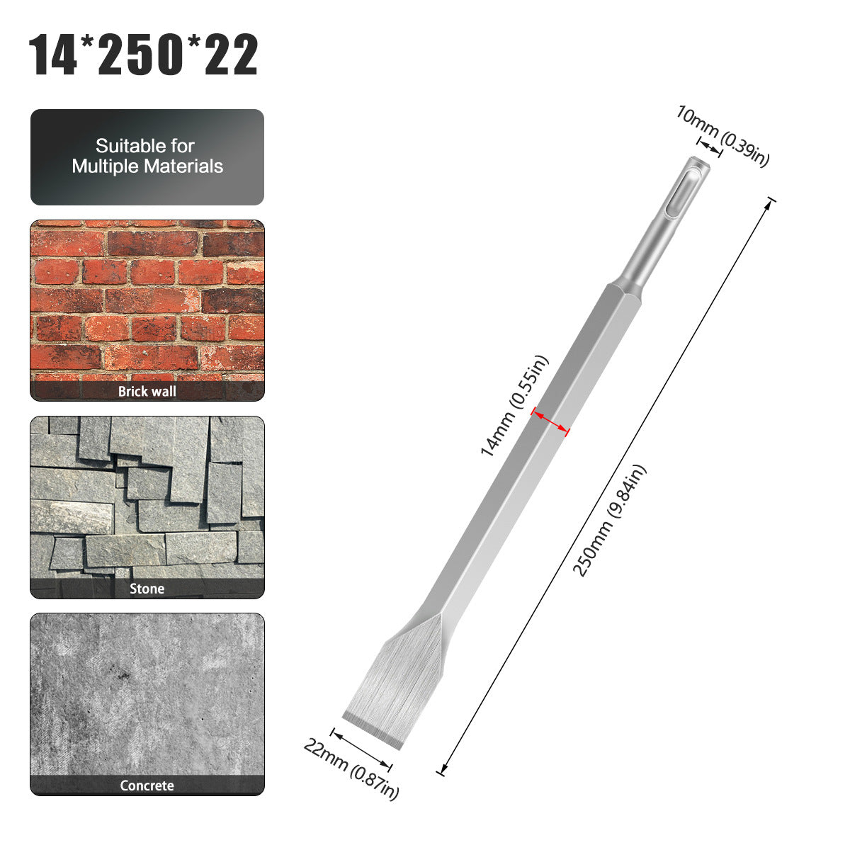 Drill bit chisel set, drill bit set round handle, pointed chisel flat chisel, masonry chisel concrete, electric power steel chisel