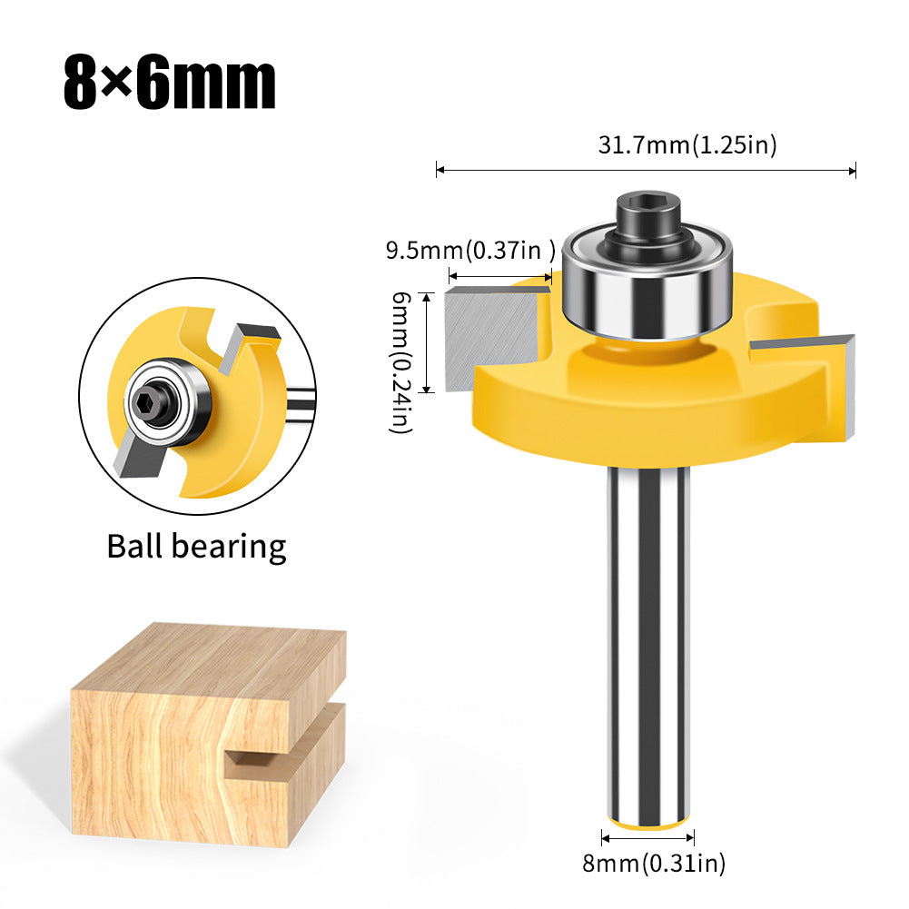 8 Handle Double Edge Ball T-Knife Bearing Slotting Knife Inch Woodworking Milling Kit T-Slotted Knife