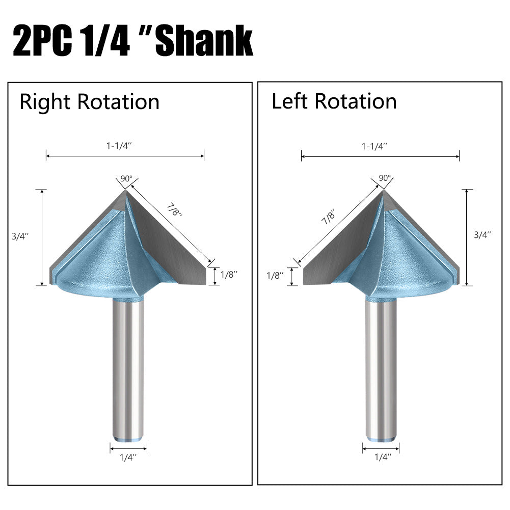 90 ° V knife forward rotation and reverse corner knife 3D computer engraving knife 45 degree trimming knife woodworking milling cutter acrylic