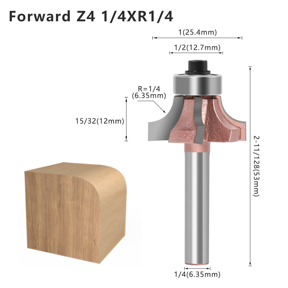 Four-blade rounded corner knife, edge banding knife, forward rotation and reverse rotation, double R line knife, woodworking decoration cabinet door edge banding strip, wall board