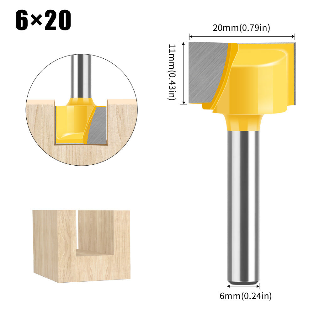 6Mm handle woodworking bottom cleaning knife slotting knife engraving machine trimming machine flat bottom cleaning knife 2-in-1 8-32mm