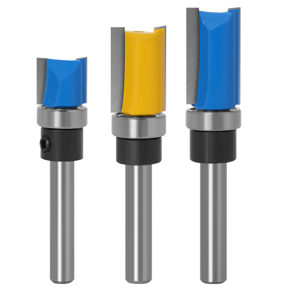 3-Piece set imitation trimming knife bearing straight knife slotting knife trimming knife engraving woodworking milling cutter trimming machine head