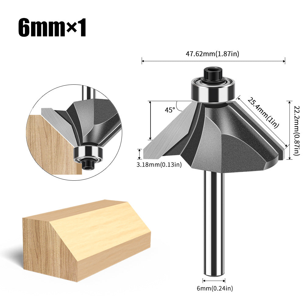 6 handle 12 handle 45 degree bevel knife woodworking milling cutter trimming machine engraving cutter head 45 degree chamfer knife bevel knife