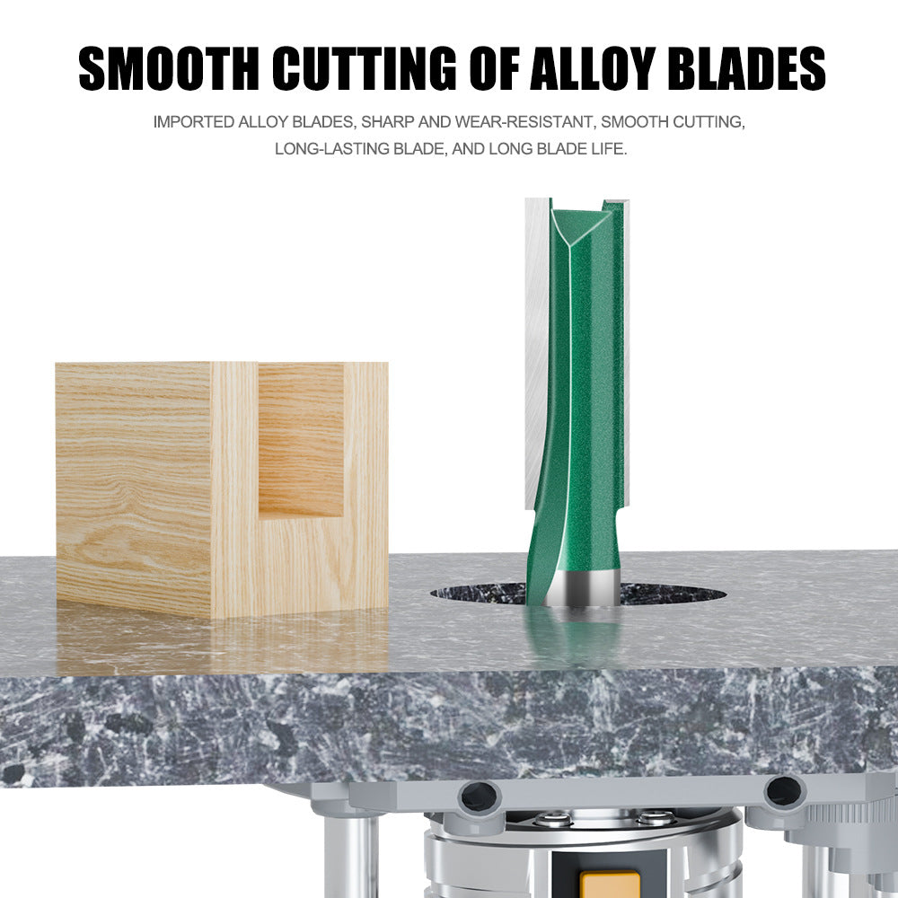 Professional grade straight knife slotting straight knife 6 handle 1/4 handle woodworking milling cutter tungsten steel alloy cutter head double edge straight knife