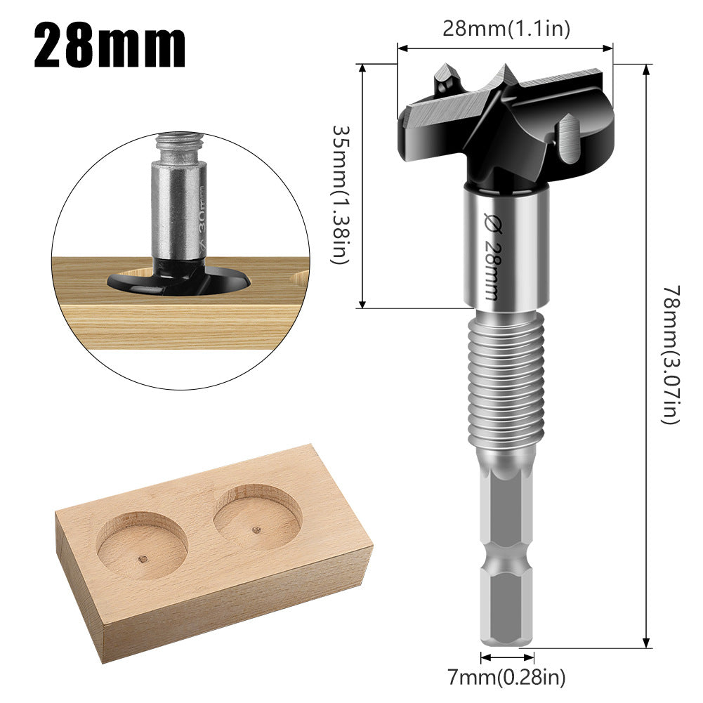 Multifunctional extended woodworking hole opener, external thread flat wing drill, extended limit wooden board hand drill, reaming drill bit